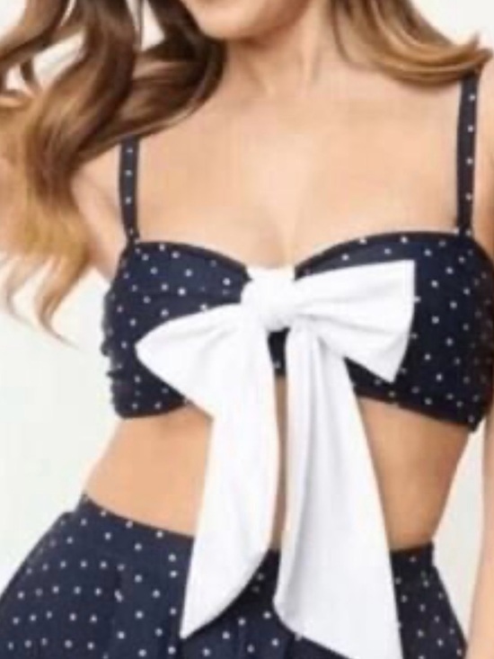 Unique Vintage Other - Unique Vintage NWT Pin Dot Pin-Up Rialto Bikini Top Blue White XL